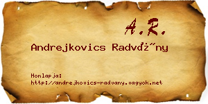 Andrejkovics Radvány névjegykártya